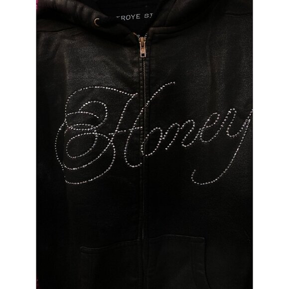 Troye Sivan Honey Rhinestone Spell-Out Pop Zip-Up Hoodie Small - Picture 2 of 4